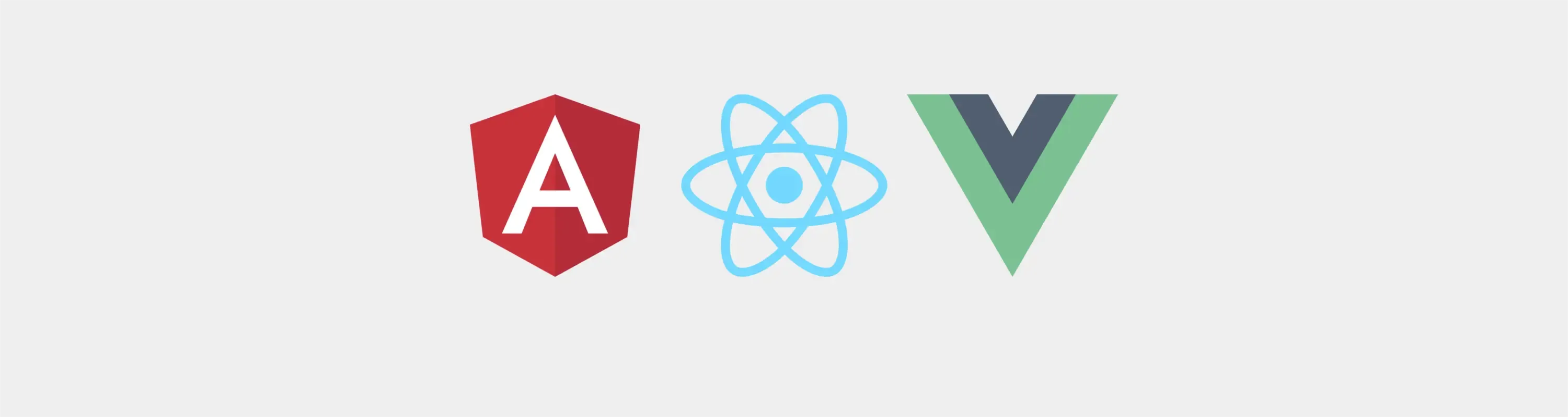 angular react and vue logos